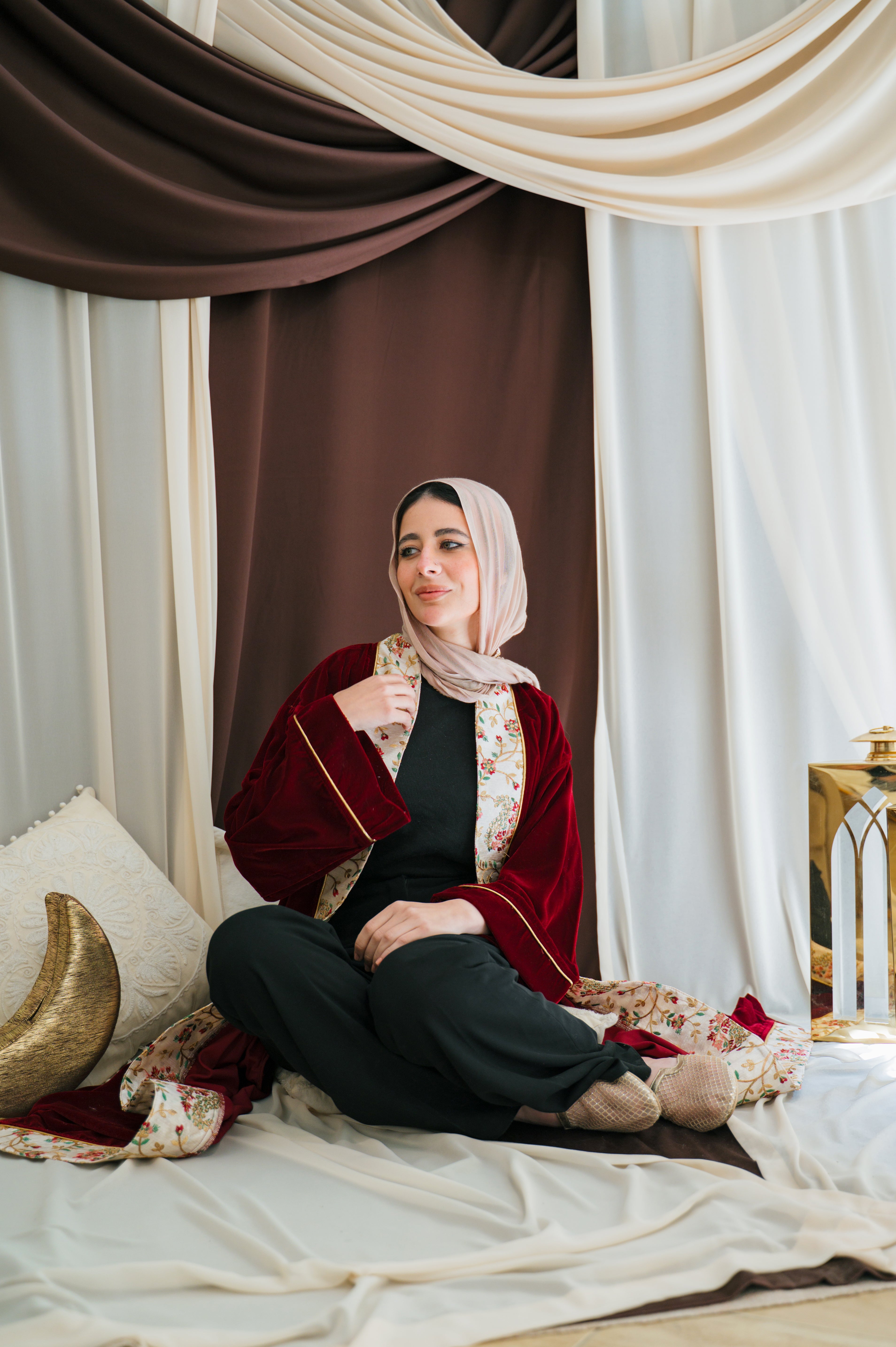 VELVET BURGUNDY ABAYA